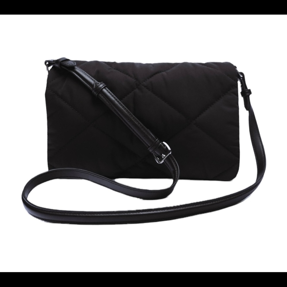 Zara Womens Crossbody Bag Black Quilt Shoulder Bag Purse Adjustable Strap New - Picture 4 of 13